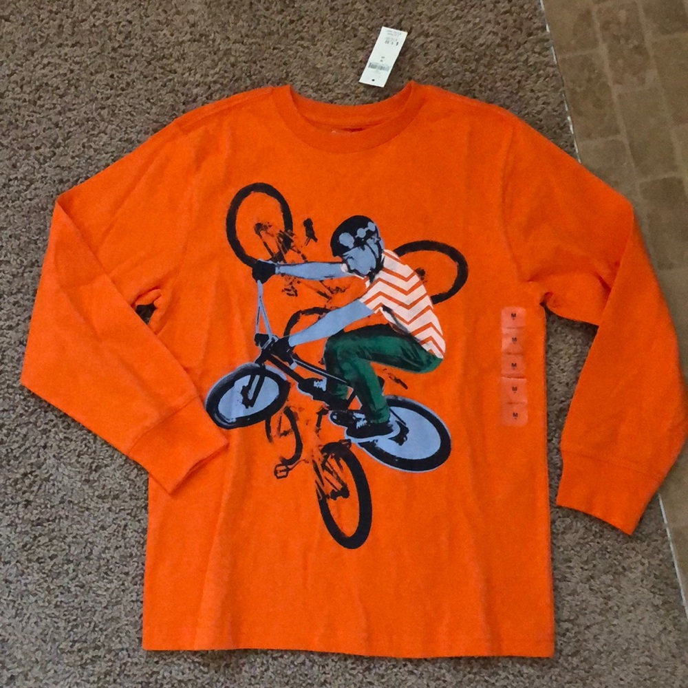 GAP Orange Long Sleeve Tee with Biker Graphic